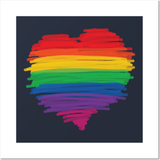 LGBTQIA+ Rainbow Love Heart Equality Posters and Art